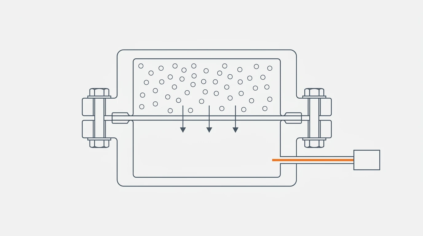 Flat laminate clamped in an oxygen test cell, with oxygen on one side and a nitrogen sweep carrying permeated gas to a sensor
