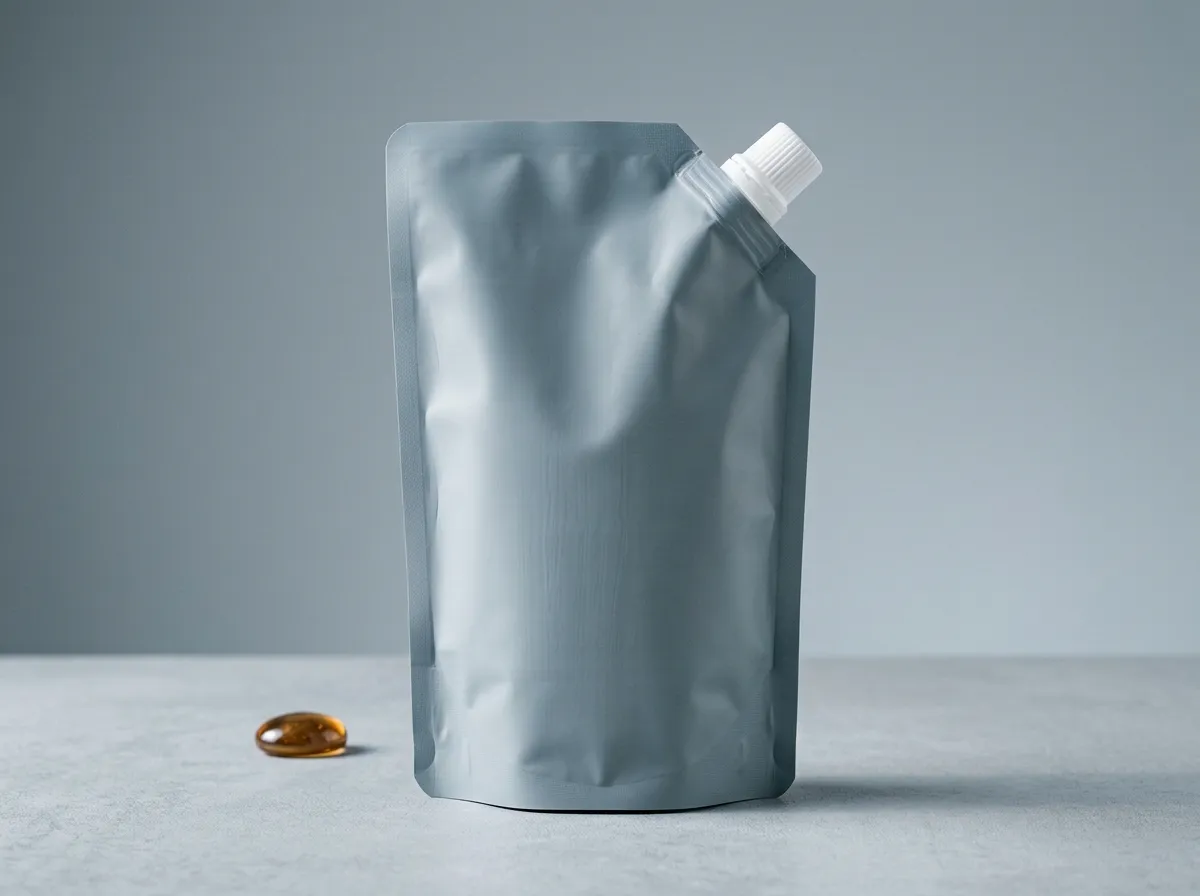 Mono-material recyclable PE stand-up pouch with a spout cap