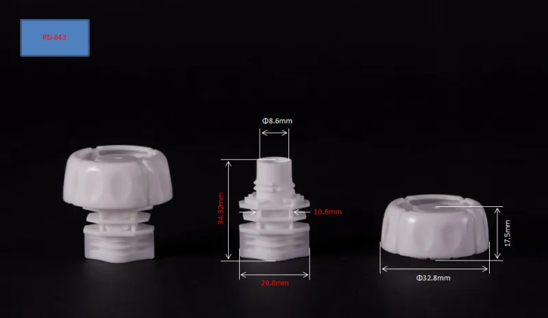 Mushroom anti-swallowing Lip 8.6mm Food Packaging Pouch Plastic Screw Cap Spout