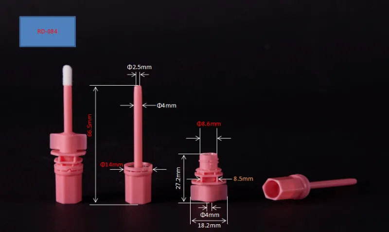 8.6mm Cosmetic Plastic Flexible  Pouch Lip Gloss Brush Spout with Cap