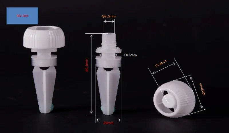 8.6mm Pharmaceutical pack and liquid food soft bag Long nozzle spout with Mushroom Cap