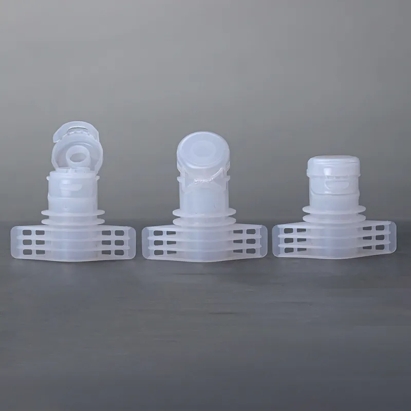 7.8mm spout Non Spill Shampoo Shower Gel Facial Cleanser Cosmetic Pack Pouch Plastic Flip Top Spout Cap